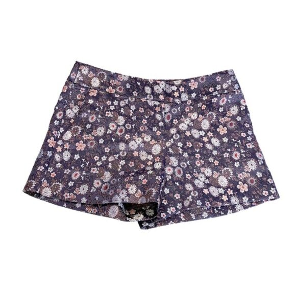 LOFT | Floral Embroidered Shorts Size 2 Summer Purple Pink - Picture 1 of 8